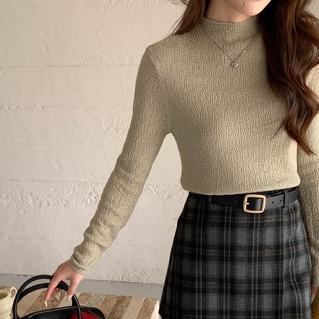 Crinkle Mockneck Top｜クリンクルモックネックトップス（6color）　HB1008