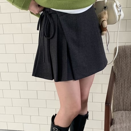 Wrap Pleats Mini Skirt｜ラッププリーツミニスカート（2color）　HD1004