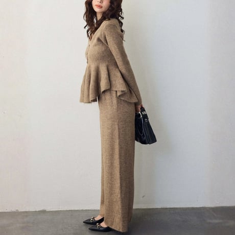 Knit Peplum Set｜フリルペプラムニットセットアップ（3color）　HF1010