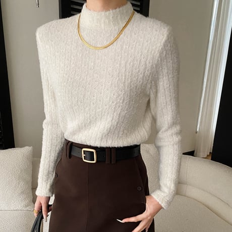 Soft Flock High-Neck Top｜ソフトフロックハイネックトップス（2color）　 HB1044