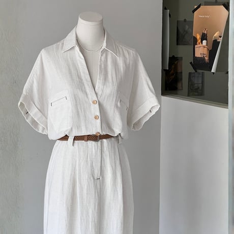 linen belt shirt onepiece｜ソフトリネンベルト付きシャツワンピース　HE1011