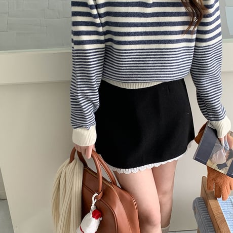 Lace Trim A-line Mini Skirt｜レーストリムAラインミニスカート（2color）　HD1006