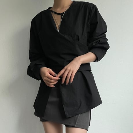 Soft Wrap Blouse｜カシュクール風ウエストシェイプブラウス（3color）　HB1066