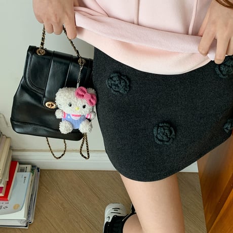3D Floral High-Waist Mini Skirt｜3Dフローラルハイウエストミニスカート（2color）　HD1003