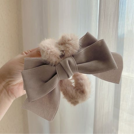 Fur Ribbon Hair Clip｜ファーリボンヘアクリップ（3color）　HI1024
