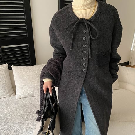 Ribbon Wool Coat｜リボンウールロングコート（4color）　 HA1047
