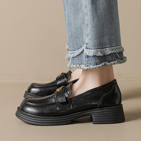 Flower Metal Chunky Loafer｜フラワーメタルチャンキーヒールローファー（2color）　 HG1002