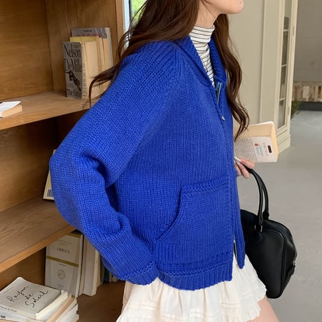 Chunky Knit Relax Zip Cardigan｜チャンキーニットリラックスジップカーディガン（4color）　 HA1026