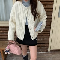 Quilted Round Neck Jacket｜ラウンドネックキルティングジャケット（2color）　 HA1023