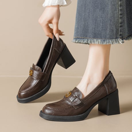 Camellia Heel Loafers｜カメリアモチーフヒールローファー（2collar）　HG1027