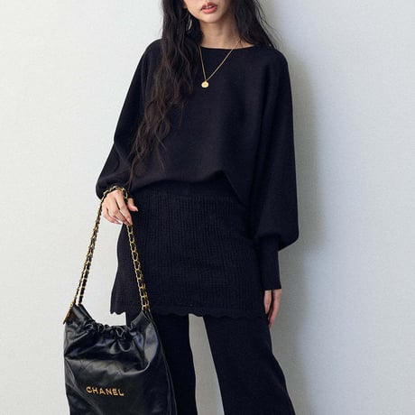 Layer Knit Set｜レイヤード風ニットセットアップ（3color）　HF1009