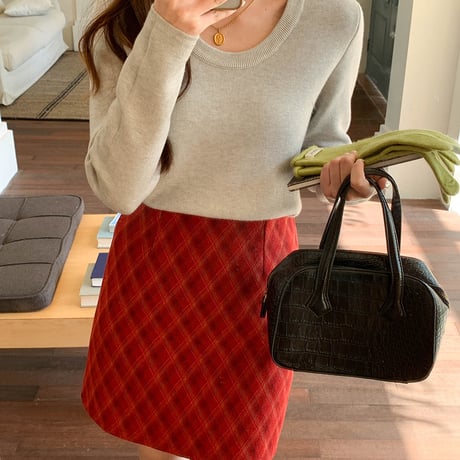 Diamond Wool Mini Skirt｜ダイヤ柄ウールミニスカート（3color）　HD1002