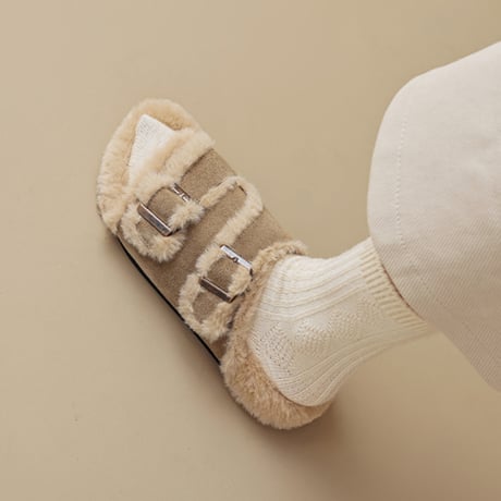 Soft Fleece Buckle Sandals｜ボアライニングバックルサンダル（2color）　 HG1010