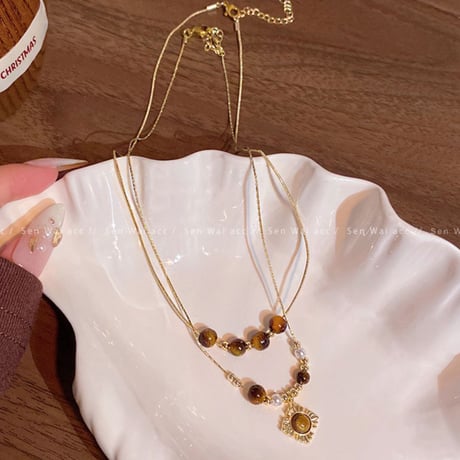 Sunflower Tiger Eye Necklace｜サンフラワータイガーアイネックレス　HI1019