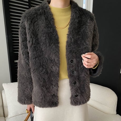Soft Fur V-Neck Jacket｜ ソフトファーVネックジャケット（3color）　 HA1042