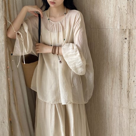 soft linen blouse set｜ソフトリネンブラウスセットアップ（2color）　HF1021
