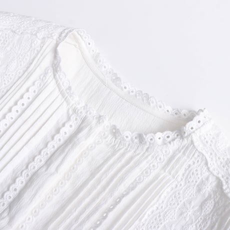 Lace Pleats Blouse & Skirt Set｜レース×プリーツブラウス＆スカートセットアップ　HF1013