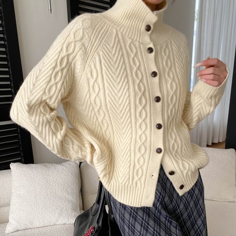 Classic Cable Knit Cardigan｜クラシックケーブルニットカーディガン（5color）　 HA1037