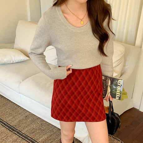 Soft Fleece U-Neck Knit｜ソフトフリースUネックスリムニット（6color）　HB1010