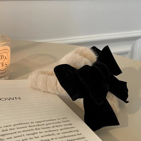 Fur Ribbon Hair Clip｜ファーリボンヘアクリップ（3color）　HI1024