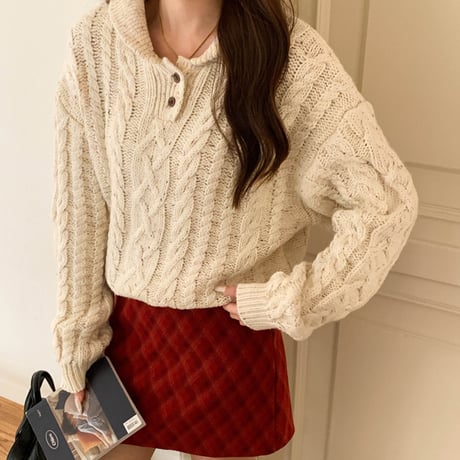 Nostalgic Cable Knit｜レトロケーブルルーズセーター（5color）　HB1004
