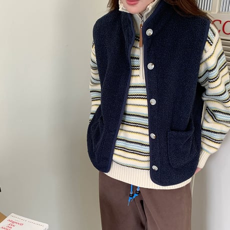 Fake Lamb Wool Fleece Vest｜フェイクラムウールフリースベスト（3color）　 HA1022