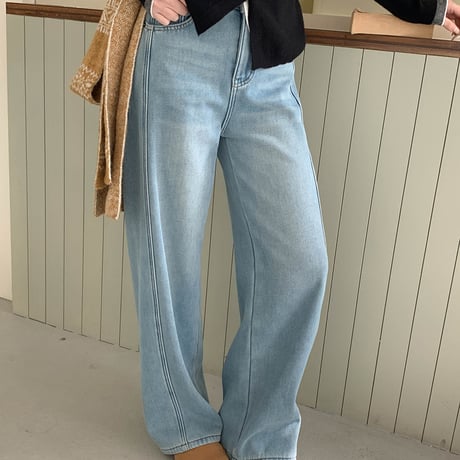 Warm Fleece Wide Denim Pants｜裏起毛ワイドデニムパンツ（4color）　HC1007