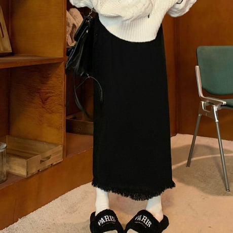 Tassel Knit Straight Skirt｜タッセルデザインニットストレートスカート（4color）　HD1016