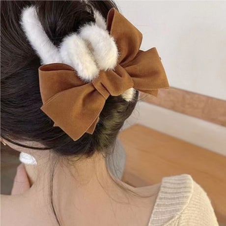Fur Ribbon Hair Clip｜ファーリボンヘアクリップ（3color）　HI1024