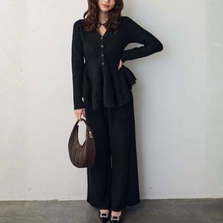 Knit Peplum Set｜フリルペプラムニットセットアップ（3color）　HF1010