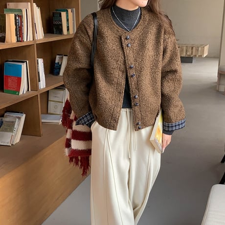 Cozy Boucle Button Jacket｜コージーブークレボタンジャケット（2color）　HA1011