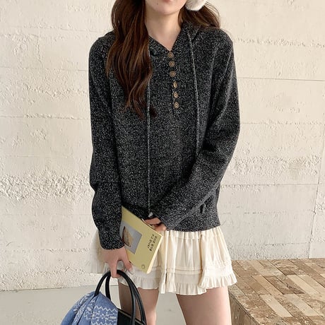 Holiday Street Button Hoodie Knit｜ホリデーストリートボタンフードニット（4color）　HB1021