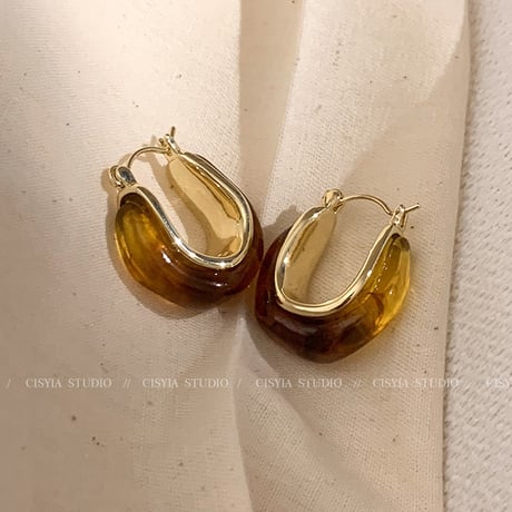 Amber Hoop Earrings｜アンバーフープピアス　HI1028