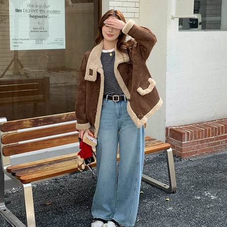 Warm Fleece Wide Denim Pants｜裏起毛ワイドデニムパンツ（4color）　HC1007