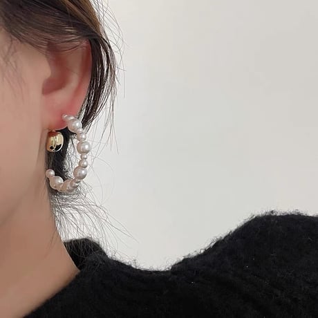 graduated pearl curve hoop pierce　SH1127