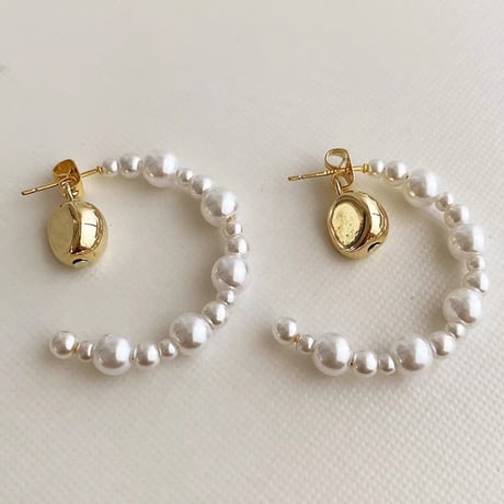 graduated pearl curve hoop pierce　SH1127