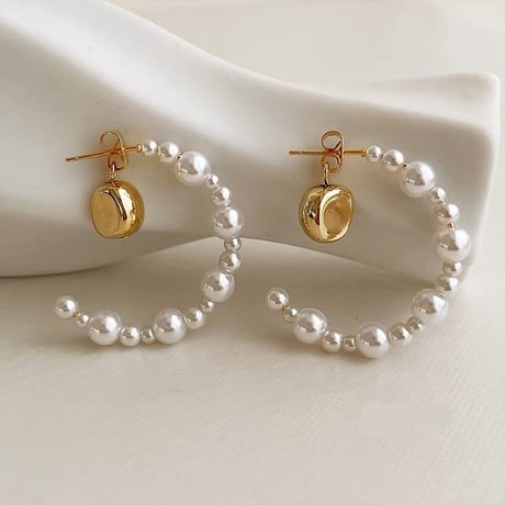 graduated pearl curve hoop pierce　SH1127