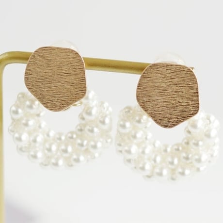 pearl cluster hoop earrings & pierce　SH1115