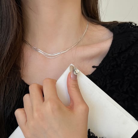 multi strand silver necklace　SH1122