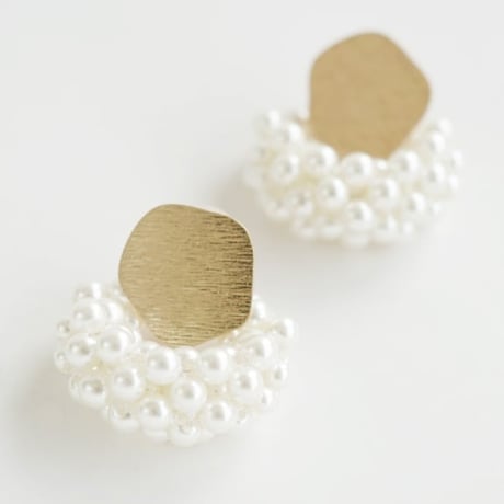 pearl cluster hoop earrings & pierce　SH1115