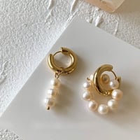 asymmetry pearl hoop pierce　SH1108