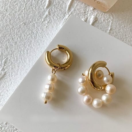 asymmetry pearl hoop pierce　SH1108
