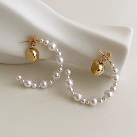 graduated pearl curve hoop pierce　SH1127