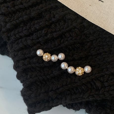 luminous bead pave line stud earrings　SH1102