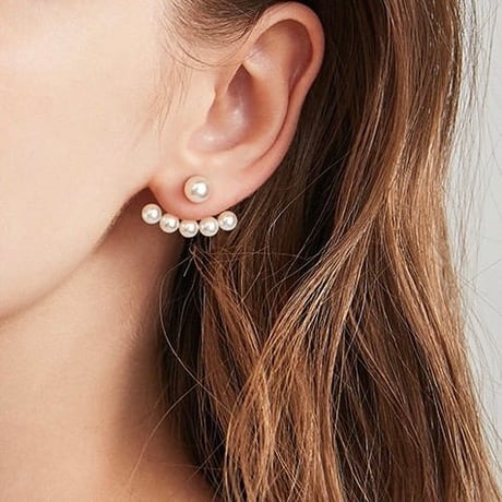 pearl curve line stud pierce　SH1124