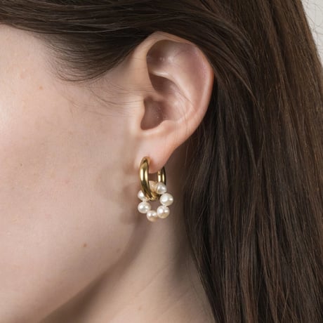 asymmetry pearl hoop pierce　SH1108