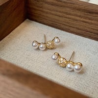 luminous bead pave line stud earrings　SH1102