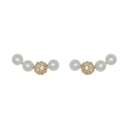 luminous bead pave line stud earrings　SH1102