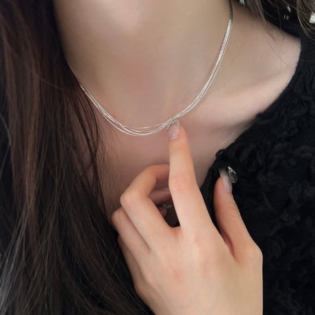 multi strand silver necklace　SH1122