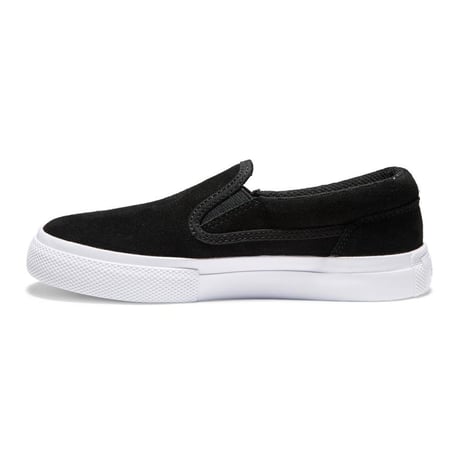 DC SHOES　マニュアル スリッポン SD　ブラック/ホワイト（スウェード）子供用スケートシューズ